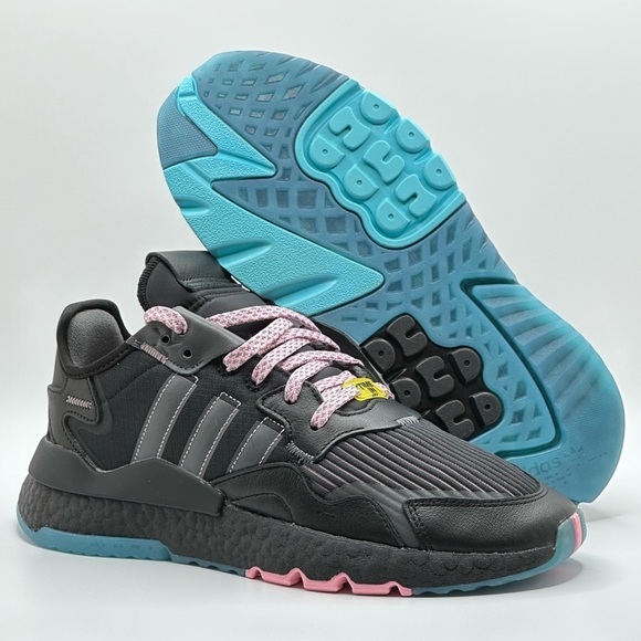 adidas Other - Adidas Nite Jogger Ninja Shoes Core Black Pink Blue Glow - Men's 8.5 - Q47198